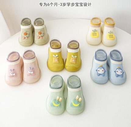 Colorful baby shoes in various designs